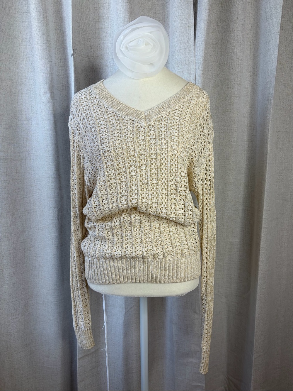 A.P.C. Open-Knit V-Neck Sweater in Beige
